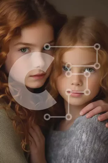 Intra Συλλεκτικό Ξύλινο Παζλ Plywood  4mm - Πορτρέτο δύο νεαρών κοριτσιών που αγκαλιάζονται Σε Ξύλινο Κουτί - Διαστάσεις Puzzle: 10x10 cm – 25 κομμάτια