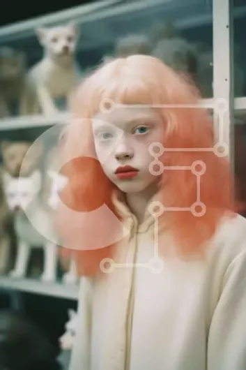 Intra Συλλεκτικό Ξύλινο Παζλ Plywood  4mm - Νεαρή γυναίκα με ροζ μαλλιά και γεμιστά ζώα Σε Ξύλινο Κουτί - Διαστάσεις Puzzle: 10x10 cm – 25 κομμάτια