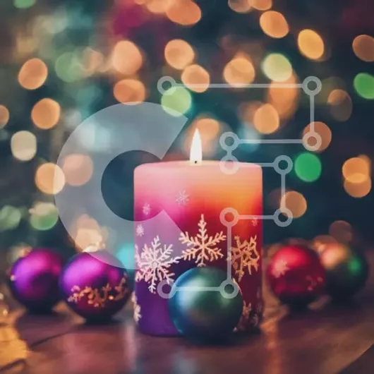 Intra Συλλεκτικό Ξύλινο Παζλ Plywood  4mm - Πολύχρωμο Χριστουγεννιάτικο κερί με στολίδια και φωτάκια Σε Ξύλινο Κουτί - Διαστάσεις: 10x10 cm – 25 κομμάτια