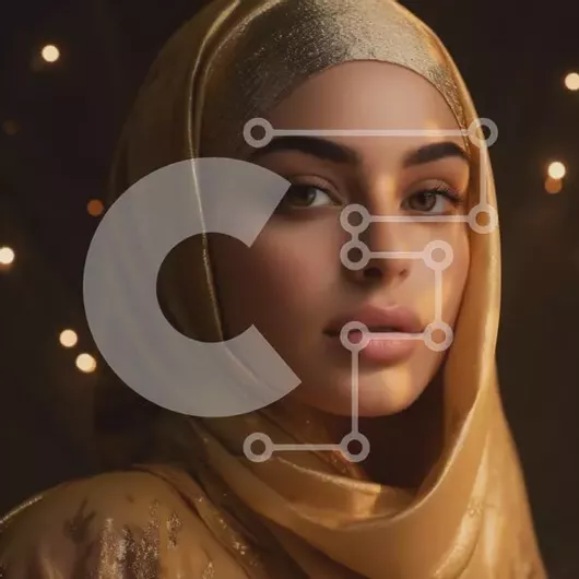 Intra Συλλεκτικό Ξύλινο Παζλ Plywood  4mm - Όμορφο πορτρέτο μιας γυναίκας με χρυσό χιτζάμπ Σε Ξύλινο Κουτί - Διαστάσεις Puzzle: 10x10 cm – 25 κομμάτια