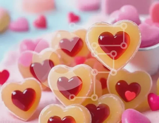 Intra Συλλεκτικό Ξύλινο Παζλ Plywood  4mm - Διάφορα γλυκά σε σχήμα καρδιάς για την ημέρα του Αγίου Βαλεντίνου Σε Ξύλινο Κουτί - Διαστάσεις: 10x10 cm – 25 κομμάτια