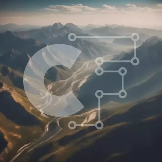 Intra Συλλεκτικό Ξύλινο Παζλ Plywood  4mm - Εναέρια άποψη του ορεινού τοπίου με κοιλάδες και ρέματα Σε Ξύλινο Κουτί - Διαστάσεις: 10x10 cm – 25 κομμάτια