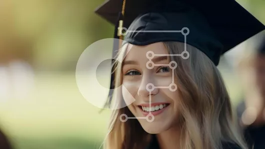 Intra Συλλεκτικό Ξύλινο Παζλ Plywood  4mm - Νεαρή γυναίκα με καπέλο και φόρεμα αποφοίτησης Σε Ξύλινο Κουτί - Διαστάσεις Puzzle: 10x10 cm – 25 κομμάτια