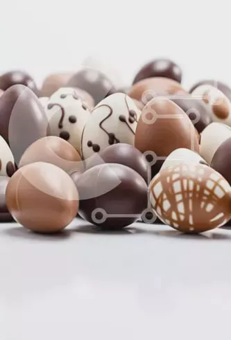 Intra Συλλεκτικό Ξύλινο Παζλ Plywood  4mm - Ποικιλία πασχαλινών σοκολατένιων αυγών με λευκά και καφέ σχέδια Σε Ξύλινο Κουτί - Διαστάσεις: 10x10 cm – 25 κομμάτια