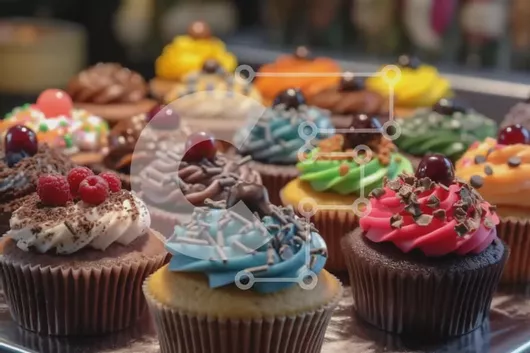 Intra Συλλεκτικό Ξύλινο Παζλ Plywood  4mm - Νόστιμη εικόνα από πολύχρωμα cupcakes με διαφορετικές γαρνιτούρες Σε Ξύλινο Κουτί - Διαστάσεις: 10x10 cm – 25 κομμάτια