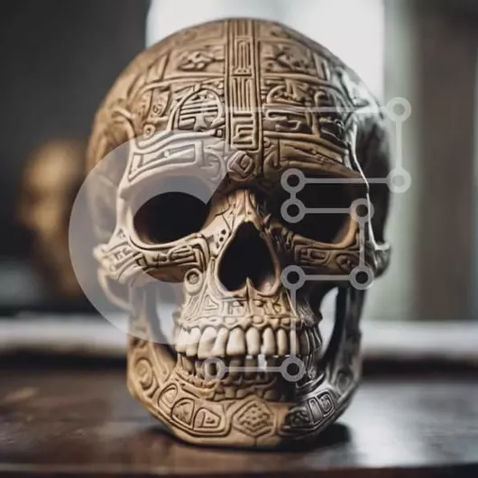 Intra Συλλεκτικό Ξύλινο Παζλ Plywood  4mm - Περίπλοκη ξύλινη οθόνη κρανίου Σε Ξύλινο Κουτί - Διαστάσεις Puzzle: 10x10 cm – 25 κομμάτια