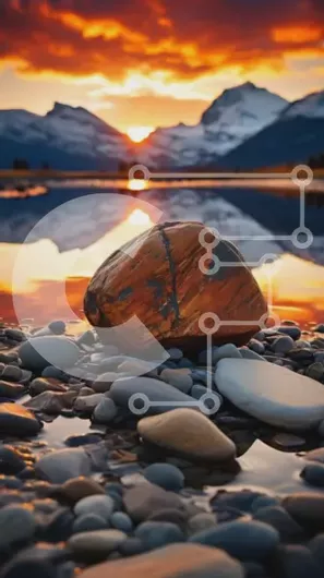 Intra Συλλεκτικό Ξύλινο Παζλ Plywood  4mm - Εκπληκτικό τοπίο ηλιοβασιλέματος με βράχο στην ακτή της λίμνης του βουνού Σε Ξύλινο Κουτί - Διαστάσεις: 10x10 cm – 25 κομμάτια