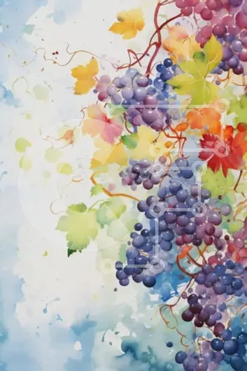 Intra Συλλεκτικό Ξύλινο Παζλ Plywood  4mm - Πολύχρωμη ζωγραφιά σταφυλιών με πιτσιλιές ακουαρέλας Σε Ξύλινο Κουτί - Διαστάσεις Puzzle: 10x10 cm – 25 κομμάτια