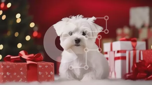 Intra Συλλεκτικό Ξύλινο Παζλ Plywood  4mm - Χαριτωμένο σκυλί που γιορτάζει την περίοδο των διακοπών με δώρα και διακοσμήσεις Σε Ξύλινο Κουτί - Διαστάσεις: 10x10 cm – 25 κομμάτια