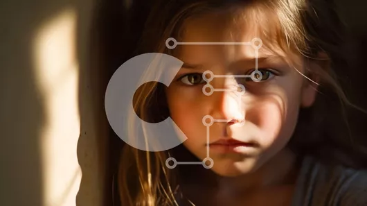 Intra Συλλεκτικό Ξύλινο Παζλ Plywood  4mm - Λυπημένο νεαρό κορίτσι με μακριά ξανθά μαλλιά και μπλε μάτια σε γκρι πουκάμισο Σε Ξύλινο Κουτί - Διαστάσεις Puzzle: 10x10 cm – 25 κομμάτια