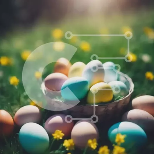 Intra Συλλεκτικό Ξύλινο Παζλ Plywood  4mm - Πολύχρωμο καλάθι πασχαλινών αυγών με κίτρινα λουλούδια Σε Ξύλινο Κουτί - Διαστάσεις: 10x10 cm – 25 κομμάτια