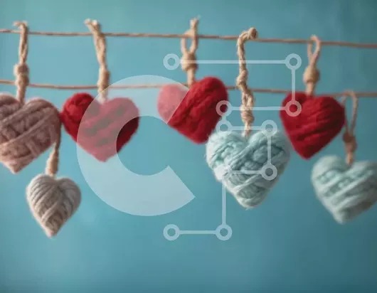 Intra Συλλεκτικό Ξύλινο Παζλ Plywood  4mm - Πλεκτά διακοσμητικά καρδιάς για την ημέρα του Αγίου Βαλεντίνου Σε Ξύλινο Κουτί - Διαστάσεις Puzzle: 10x10 cm – 25 κομμάτια