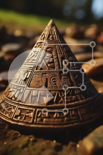 Intra Συλλεκτικό Ξύλινο Παζλ Plywood  4mm - Λεπτομερής εικόνα της αρχαίας αιγυπτιακής πυραμίδας με περίπλοκα ιερογλυφικά Σε Ξύλινο Κουτί - Διαστάσεις Puzzle: 10x10 cm – 25 κομμάτια