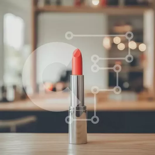 Intra Συλλεκτικό Ξύλινο Παζλ Plywood  4mm - Κοντινό πλάνο πορτοκαλί κραγιόν σε ξύλινη επιφάνεια Σε Ξύλινο Κουτί - Διαστάσεις: 10x10 cm – 25 κομμάτια