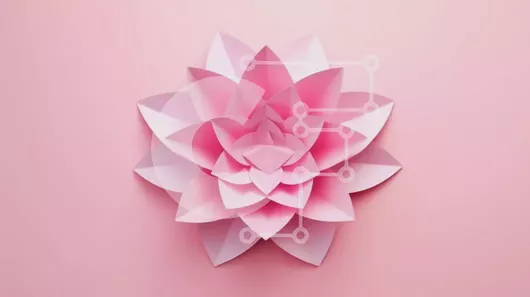 Intra Συλλεκτικό Ξύλινο Παζλ Plywood  4mm - Λεπτό ροζ λουλούδι λωτού από χαρτί Σε Ξύλινο Κουτί - Διαστάσεις: 10x10 cm – 25 κομμάτια