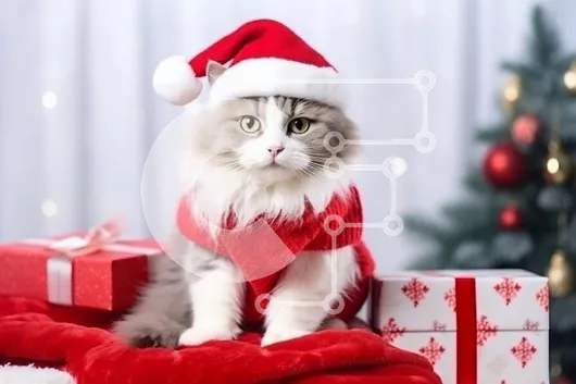 Intra Συλλεκτικό Ξύλινο Παζλ Plywood  4mm - Γιορτινή γάτα με χριστουγεννιάτικη ενδυμασία Σε Ξύλινο Κουτί - Διαστάσεις: 10x10 cm – 25 κομμάτια