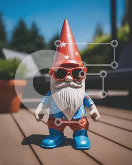 Intra Συλλεκτικό Ξύλινο Παζλ Plywood  4mm - Toy Gnome σε πατριωτικά χρώματα σε ξύλινο κατάστρωμα Σε Ξύλινο Κουτί - Διαστάσεις Puzzle: 10x10 cm – 25 κομμάτια