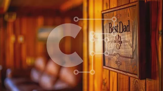 Intra Συλλεκτικό Ξύλινο Παζλ Plywood  4mm - Καλύτερος ξύλινος τοίχος Dad και καφέ δερμάτινος καναπές Σε Ξύλινο Κουτί - Διαστάσεις Puzzle: 10x10 cm – 25 κομμάτια