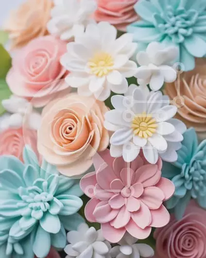 Intra Συλλεκτικό Ξύλινο Παζλ Plywood  4mm - Μπουκέτο λουλουδιών σε παστέλ χρώμα Σε Ξύλινο Κουτί - Διαστάσεις Puzzle: 10x10 cm – 25 κομμάτια