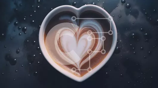 Intra Συλλεκτικό Ξύλινο Παζλ Plywood  4mm - Latte Art σε σχήμα καρδιάς σε σκοτεινή επιφάνεια Σε Ξύλινο Κουτί - Διαστάσεις: 10x10 cm – 25 κομμάτια