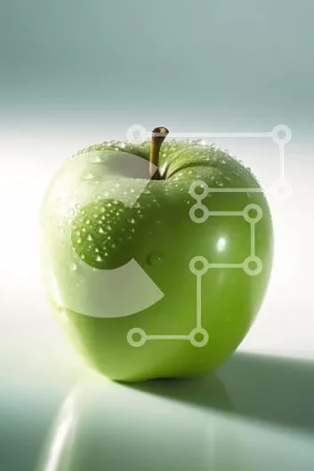 Intra Συλλεκτικό Ξύλινο Παζλ Plywood  4mm - Φρέσκο ​​και ζουμερό πράσινο μήλο με σταγονίδια νερού Σε Ξύλινο Κουτί - Διαστάσεις: 10x10 cm – 25 κομμάτια