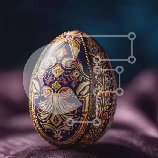 Intra Συλλεκτικό Ξύλινο Παζλ Plywood  4mm - Όμορφα διακοσμημένο Πασχαλινό αυγό σε μωβ φόντο Σε Ξύλινο Κουτί - Διαστάσεις: 10x10 cm – 25 κομμάτια