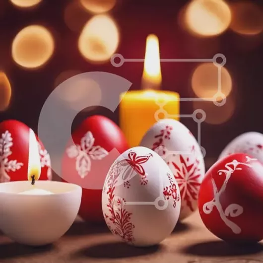 Intra Συλλεκτικό Ξύλινο Παζλ Plywood  4mm - Πολύχρωμα Πασχαλινά αυγά και λαμπάδα για εορταστική γιορτή Σε Ξύλινο Κουτί - Διαστάσεις: 10x10 cm – 25 κομμάτια