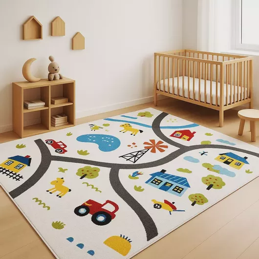 Παιδικό Χαλί 3D Farm Adventure P185A 200X250cm - Κρέμ