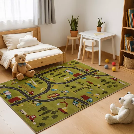Παιδικό Χαλί 3D City Adventure  E188A 133X170cm - Πράσινο