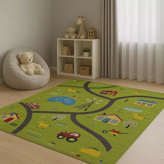 Παιδικό Χαλί 3D Farm Adventure P185A 160X210cm - Πράσινο