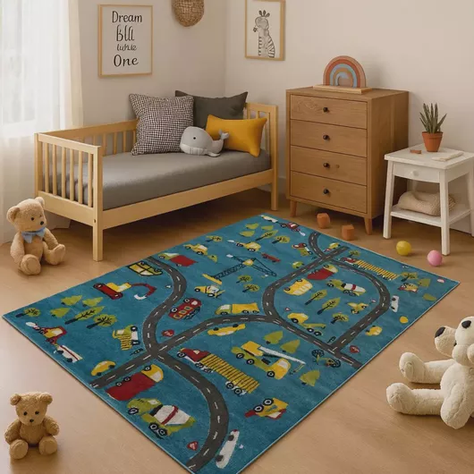 Παιδικό Χαλί 3D City Adventure  E188A 133X170cm - Μπλε