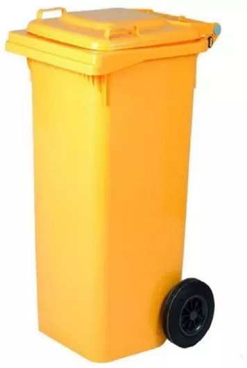 ICS Spa Πλαστικός Κάδος Απορριμμάτων Τροχήλατος 240lt Κίτρινος