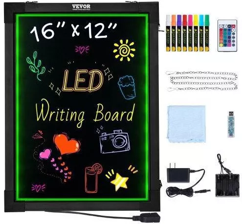 Πίνακας Κιμωλίας Μηνυμάτων Led Vevor 16"x12" Φωτιζόμενος Γράψιμο & Σβήσιμο Ledsxlyb12x1wy9o1v2