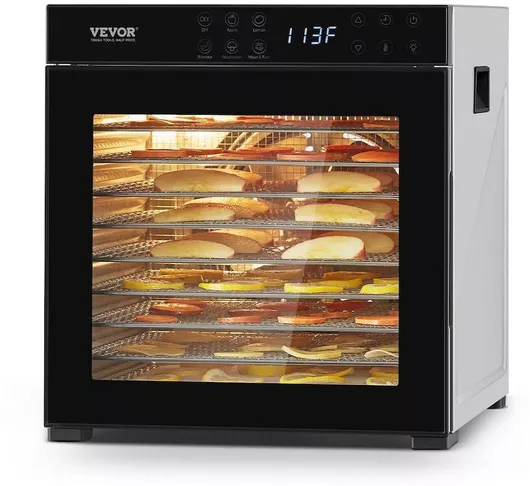 Vevor 10 Trays Μηχανή Αφυδάτωσης Τροφίμων Ανοξείδωτο Ατσάλι 1000w Jerky Fruit Drying