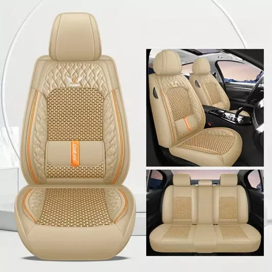 Καλύμματα Καθισμάτων Αυτοκινήτου Chanest Δερματίνης Σετ 5τμχ Μπεζ