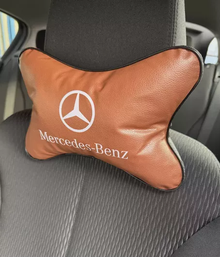 Μαξιλαράκια Αυχένα Δερματίνη για Mercedes-Benz 2τμχ Καφέ 