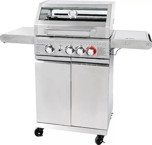 Calfer Gas Ψησταριά Υγραερίου 58x42cm με 3 Εστίες 10kW & Πλαϊνό Μάτι