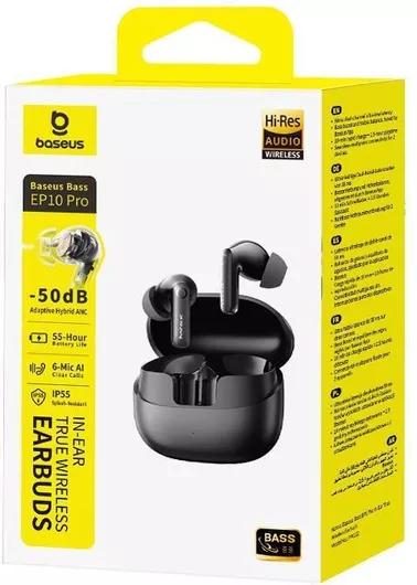 Baseus Bass EP10 Pro TWS Ακουστικά Bluetooth In-ear ANC Μαύρο 