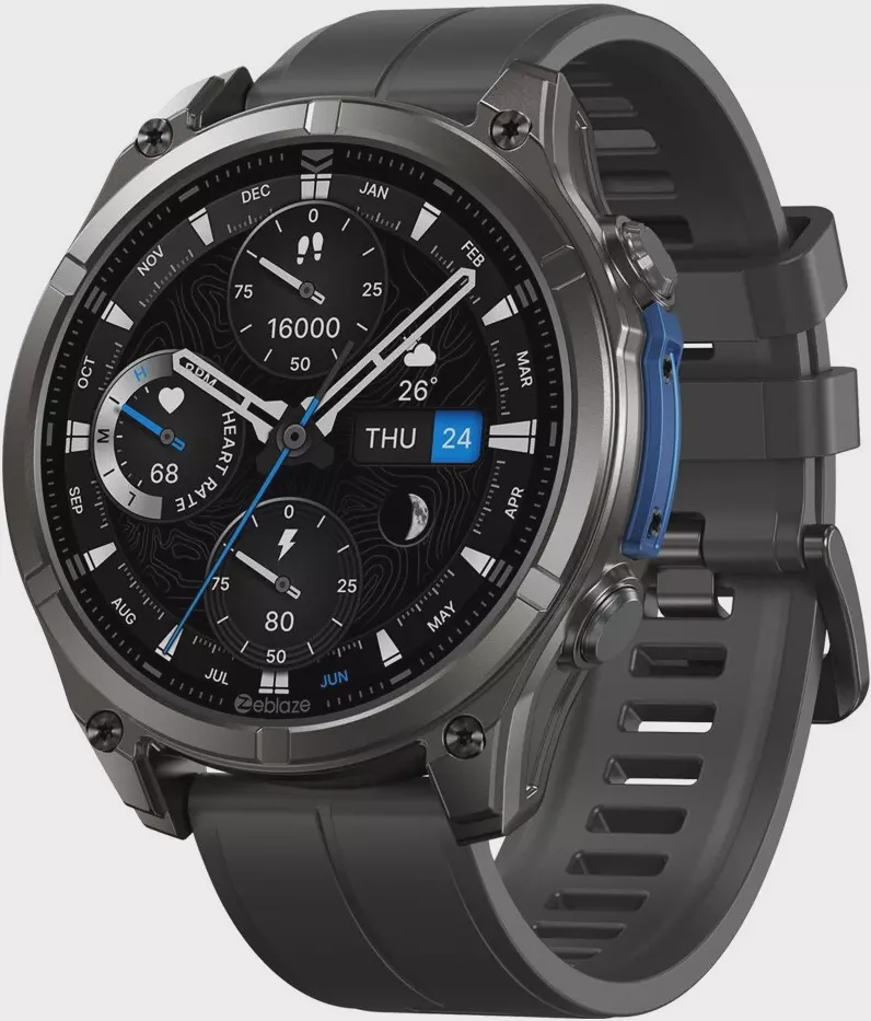 Zeblaze Vibe 8 Smartwatch 1.43'' Stainless Steel Case & Silicone Band Black