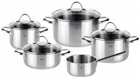 Fissler Paris Line Σετ Κατσαρόλες από Ανοξείδωτο Ατσάλι 5τμχ Ασημί 
