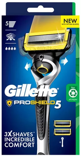 Gillette Fusion5 Proshield 5 Λεπίδων και Λιπαντική Ταινία. Μηχανή ξυρίσματος + 2 ανταλλακτικό