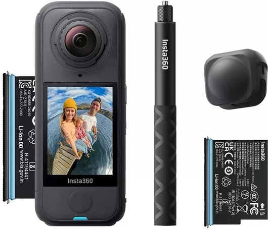 Insta360 X4 Air Action Camera 8K Λήψης 360° Υποβρύχια Starter Bundle με Οθόνη Αφής 2.5" & Wi-Fi Μαυρό