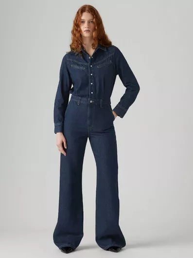 Rinoa Γυναικεία Μακρυμάνικη Ολόσωμη Φόρμα Denim Blue