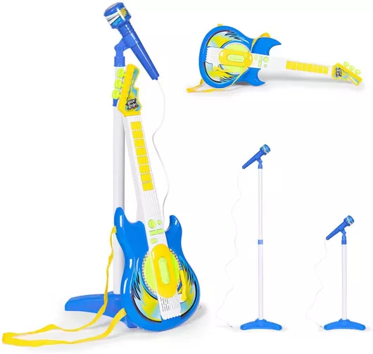 Electric Guitar Set Microphone Stand Children Mp3 Blue