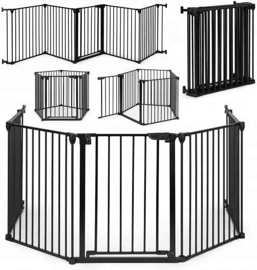 Πτυσσόμενη Προστατευτική Πόρτα από Μέταλλο Μαύρο 300x74cm