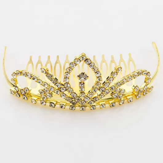 "crown Spark" Μεταλλική Τιάρα-χτενάκι Στρας-2-χρυσό