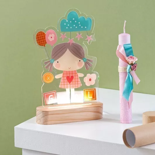 Πασχαλινή Λαμπάδα Led Κοριτσάκι 15x4,5x3cm 02301