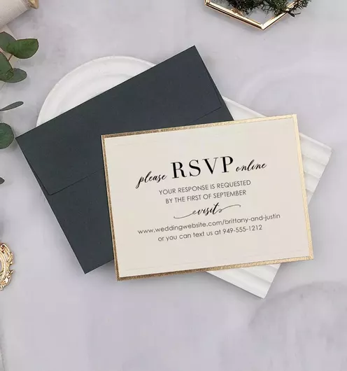 Καρτελάκι Γάμου Χρυσό Περίγραμμα & Πράσινο Φάκελο – Επιβεβαίωση Παρουσίας Ή Μενού Κωδ Er51 50 Τεμ