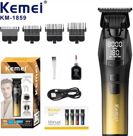 Kemei Επαγγελματική Επαναφορτιζόμενη Κουρευτική Μηχανή Μαύρο km1859