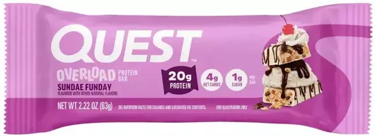 Quest Nutrition Overload Μπάρα με 20gr Πρωτεΐνης & Γεύση Sundae Funday 61gr